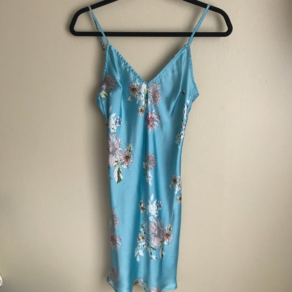 Pitaya Blue Satin Slip Dress